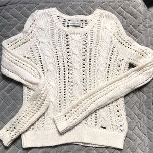 Abercrombie and Fitch open knit sweater, in cream